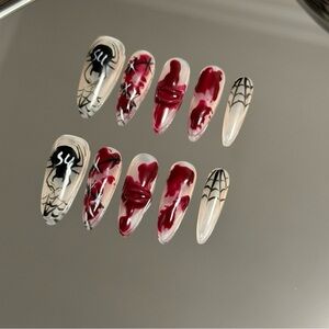 Press-on nails Halloween series bloody spider